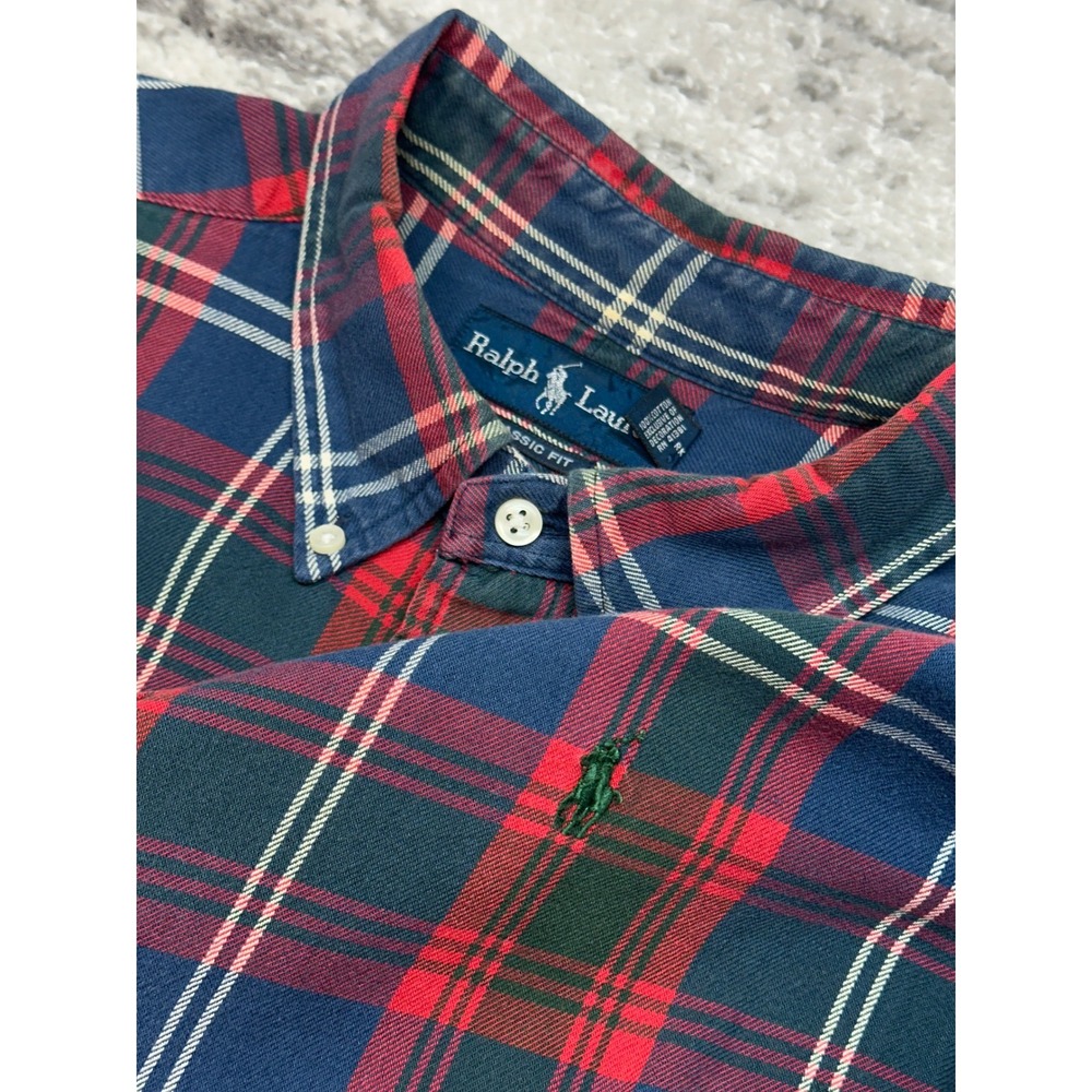 Ralph Lauren Button Down Men XL Soft Plaid Classic‎ Fit Long Sleeve Flannel